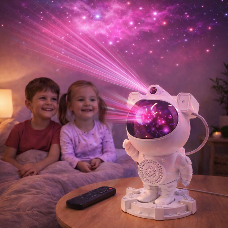 Green lyca astronaut wireless speaker projector with color changing, 360&deg; rotation & remote control ages 3+, , medium-null
