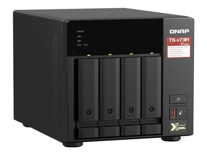 Qnap ts-473a 4-bay tower nas AMD ryzen v1500b 8GB ddr4 ecc dual 2.5GBe dual pcie m.2 nvme diskless black-null