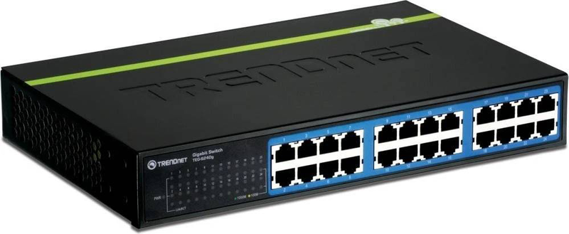 Trendnet teg-s24dg 24-port gigabit ethernet unmanaged desktop switch 10/100/1000 mbps greennet 48GBps metal black-null