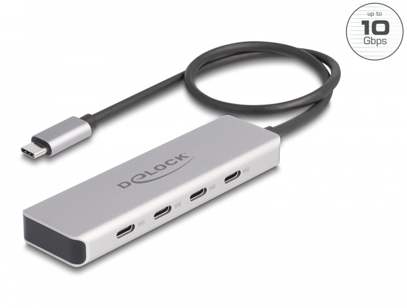 Delock USB 10GBps USB Type-C hub with 4 x USB Type-C female with 35 cm connection cable, , medium-null