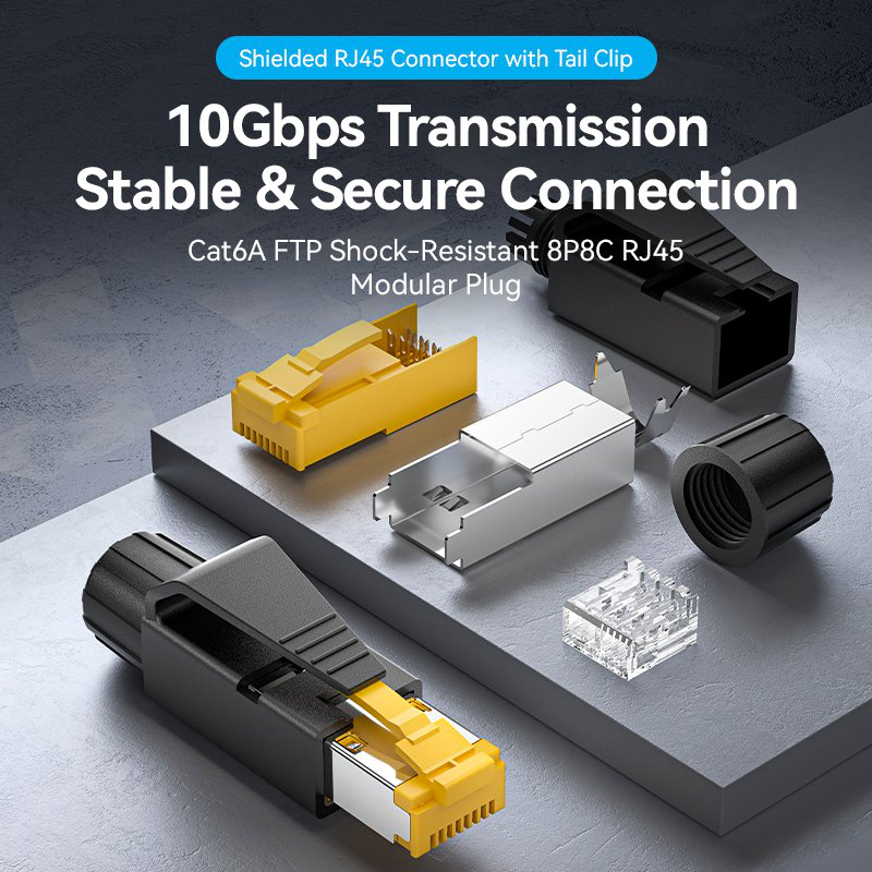 Vention network connectors cat6a ftp shock-resistant modular plug idob0-10 (10-pack), , medium-null