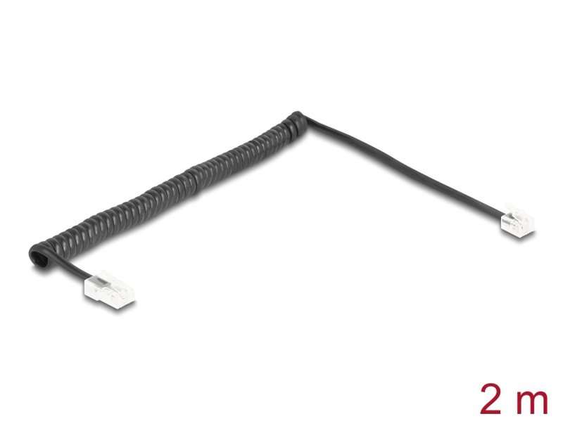 Delock - phone cable - rj-45 (m) to rj-11 (m) - 2 m - coiled - black-null