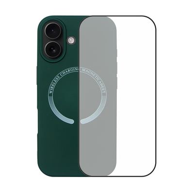 iPhone 17 MagSafe silicone case & full face glass green, Green, medium