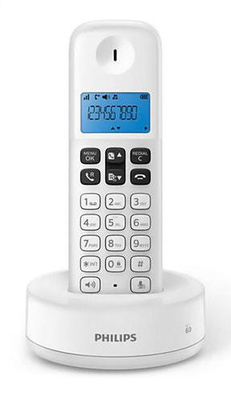 Philips d1611w/grs white (greek menu) wireless phone open listening, illuminated screen and 50 memory, White, medium