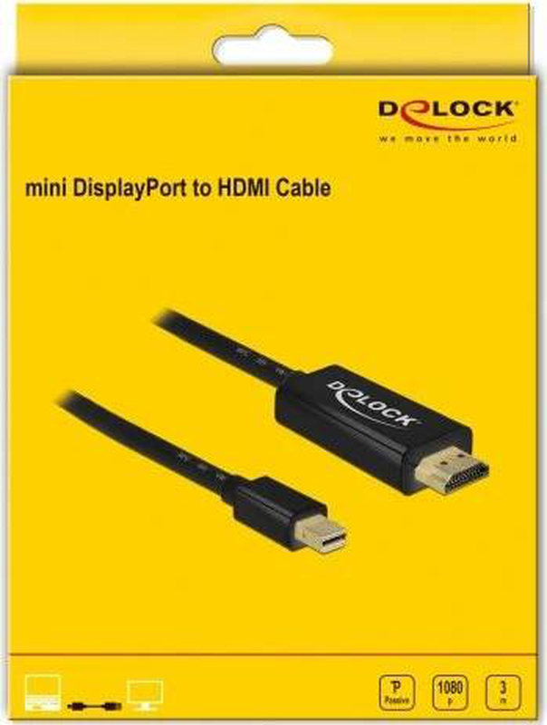 Delock adapter cable mini displayport male to HDMI male / 3 m / black, , medium-null