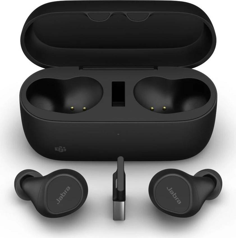 Jabra evolve2 buds ms true wireless earbuds anc 6-mic multisensor voice USB-a adapter bluetooth 5.2 ip57 black-null