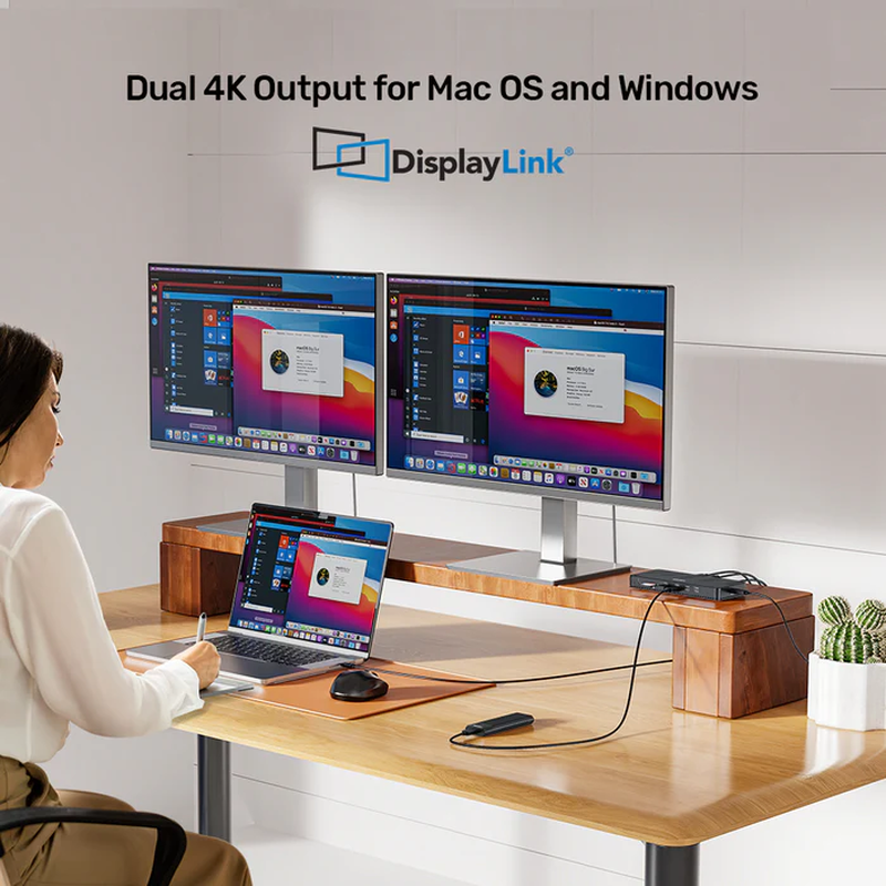 Unitek kvm switch USB-c dual 4k 60hz HDMI & 100w pd (displaylink) d1103a, , medium-null