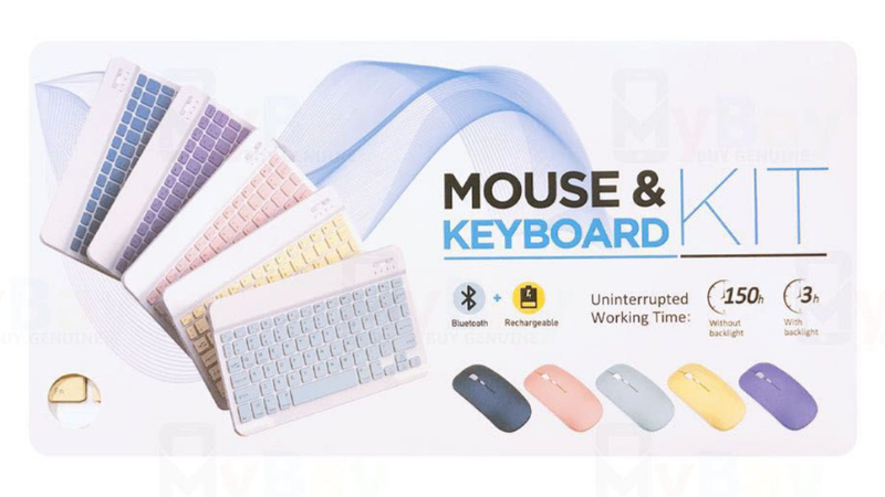 Blue wireless mouse & keyboard kit, , medium-null