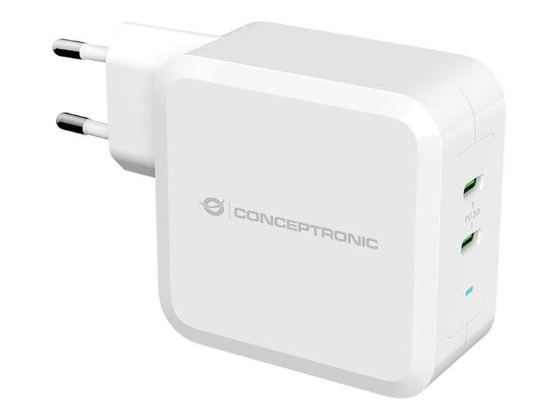 Conceptronic althea 100w USB-c charger althea08w dual 2-port pd 3.0 for laptops tablets phones white-null