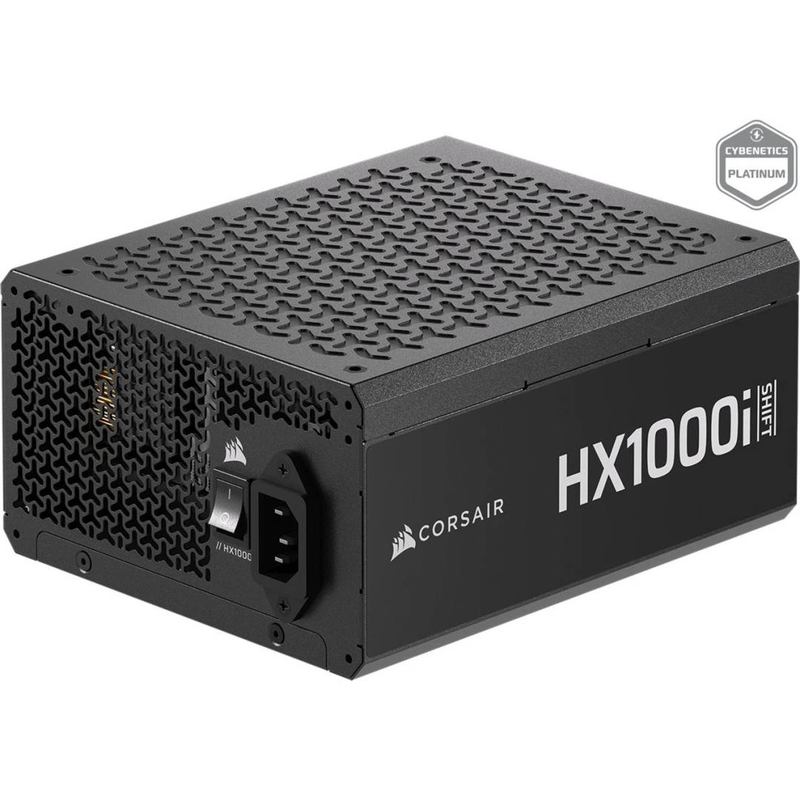 Corsair hx1000i shift 1000w atx 3.1 psu 80+ platinum cybenetics fully modular side-connectors icue 12v-2x6 black-null