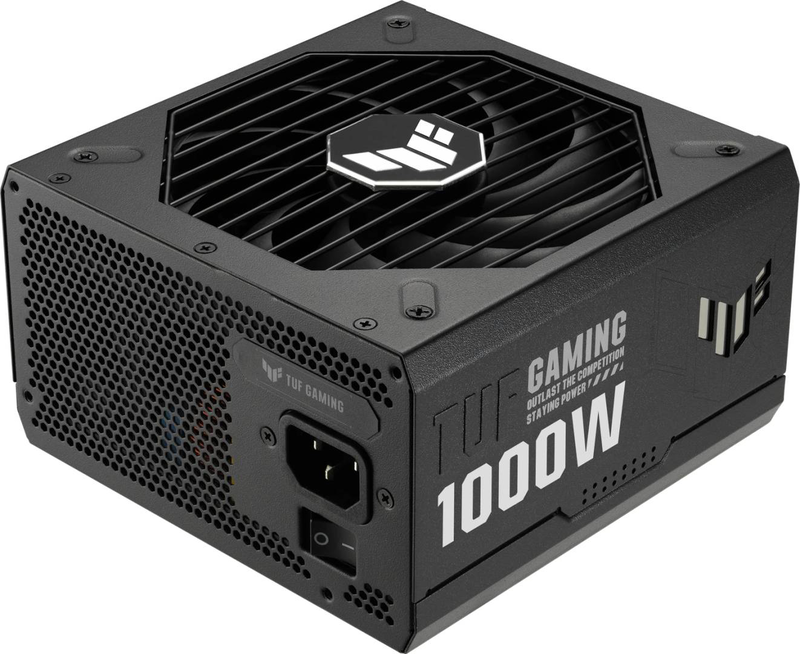 Asus tuf gaming 1000g 1000w atx power supply 80 plus gold fully modular atx 3.0 pcie 5.0 12vhpwr axial-tech black-null