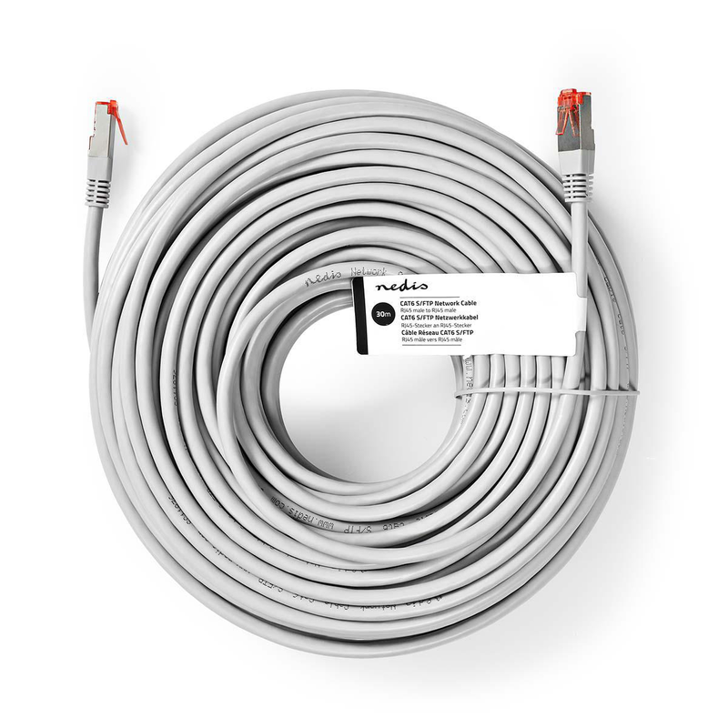 Cat6 cable  rj45 m  rj45 m s/ftp  30.0 m  pvc  grey, , medium-null