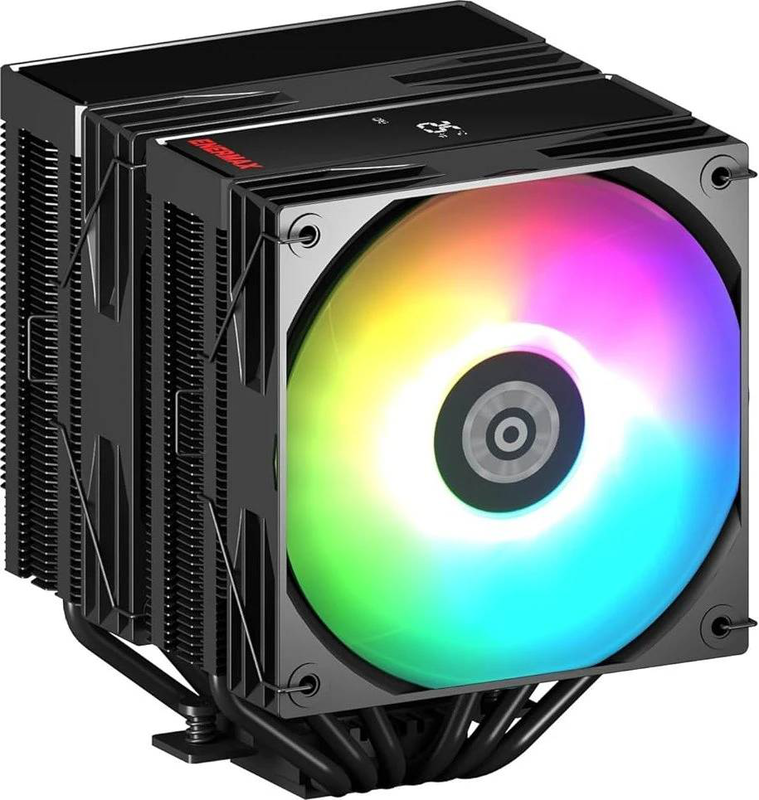 Enermax ets-td60 digital argb dual-tower CPU Air cooler, 280w, 6 heatpipes, digital display, dual 120mm pwm, black-null