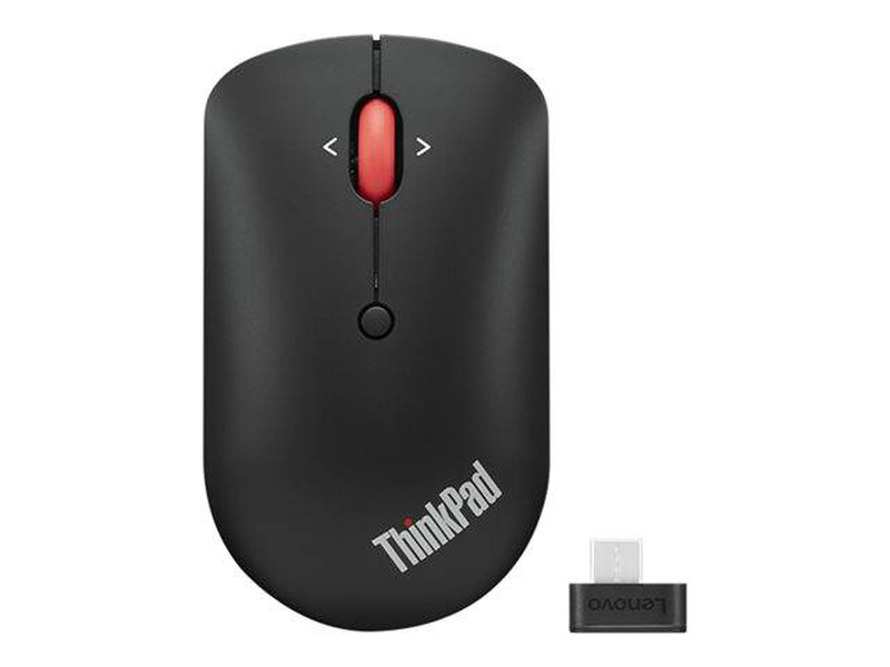 Lenovo thinkpad compact / mouse / right and left-handed / optical / 4 buttons / wireless / 2.4 GHz / USB-c wireless receiver / black / oem, , medium-null