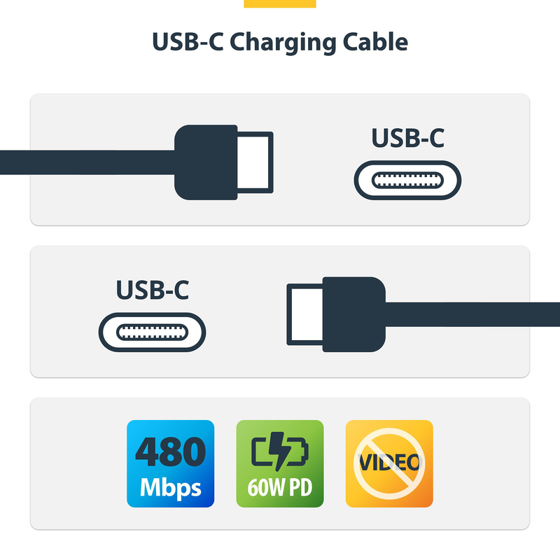 Startech.com 2m USB-c charging cable | 60w pd | black | 6.6 ft [2 m] | straight-null