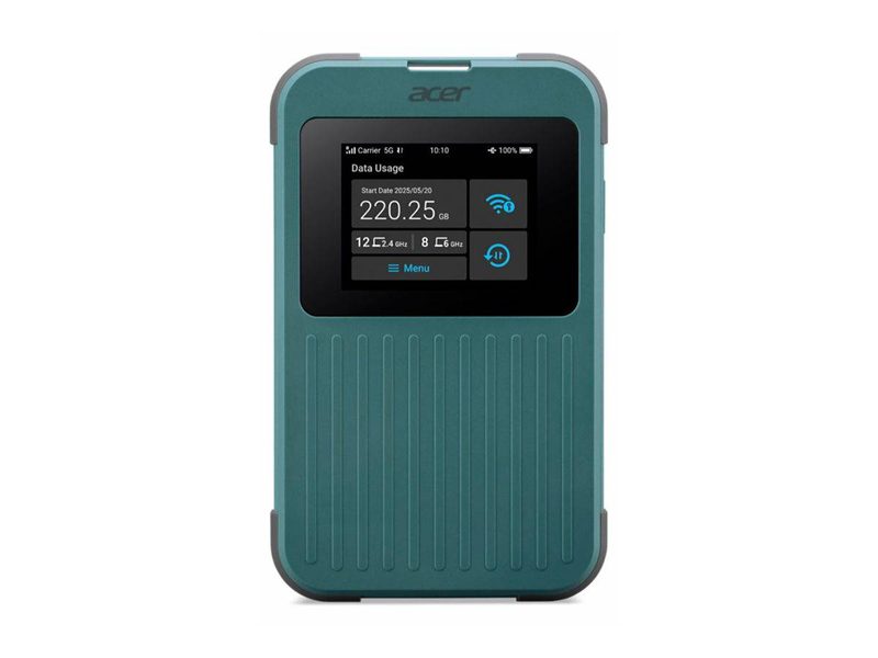 Acer connect m4 5G mobile Wi-Fi 6 hotspot 2.77GBps 8000mAh ip68 tri-sim touchscreen 16 devices black-null