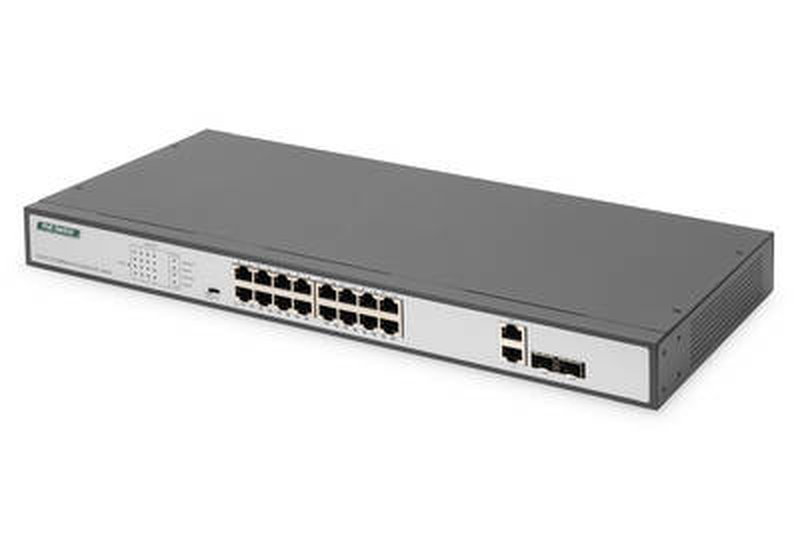 Digitus dn-95342-1 16-port fast ethernet poe switch | 2 combo sfp uplinks | 250w, , medium-null