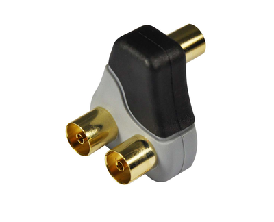 Maxview mxr0075 TV/fm/dab 2 way angled coax y splitter gold