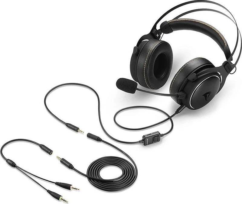 Sharkoon skiller sgh50 wired gaming headset 50mm drivers hi-res audio detachable mic 3.5mm jack black-null