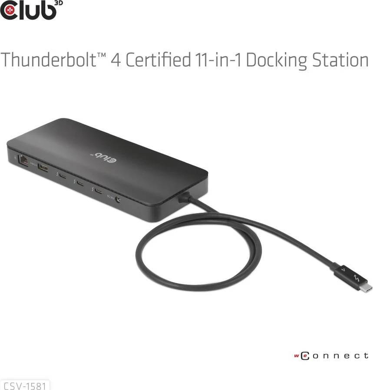 Club 3d csv-1581 thunderbolt 4 certified 11-in-1 docking station 3x tb4 dual 4k 8k sd reader gbe 100w pd-null