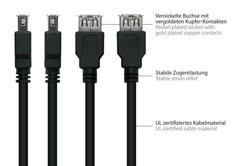 Good connections uk30p-asa-010s - 1 m - USB a - USB a - USB 3.2 Gen 1 (3.1 Gen 1) - 5000 mbit/s - black - cable - digital - 1 m-null