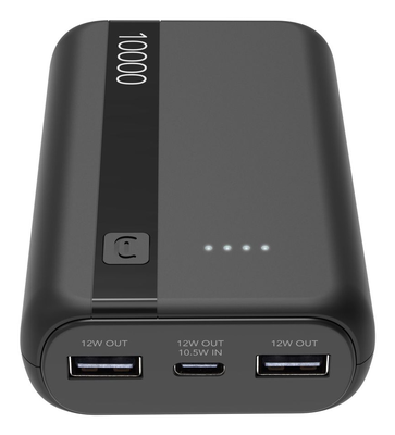 Cellularline pbentry10000k power bank 10000mAh 12w, Black, medium