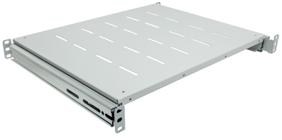Intellinet 19" sliding shelf, 1u, for 600 to 800mm depth cabinets & racks, shelf depth 350mm, grey - rack shelf - grey, ral 7035 - 1u - 19", , medium