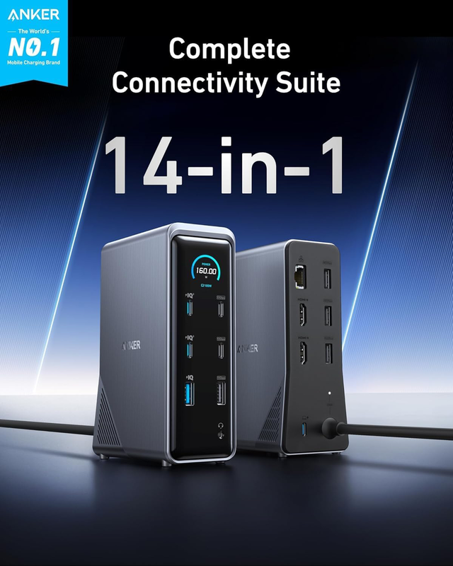 Anker prime docking station 14- in-1 160w  black, , medium-null