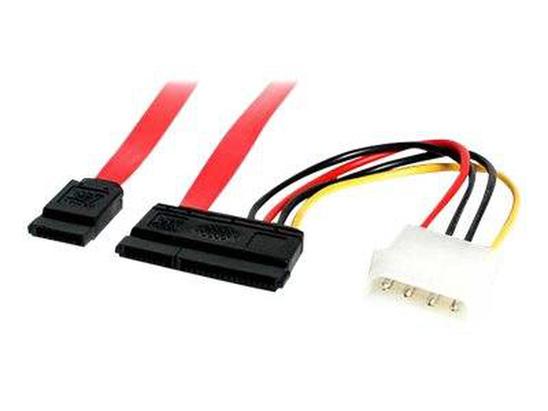 Startech.com 18in sata serial ata data and power combo cable / sata cable / serial ata 150/300/600 / sata combo (r) to 4 pin internal power, sata / 45.7 cm / red, , medium-null