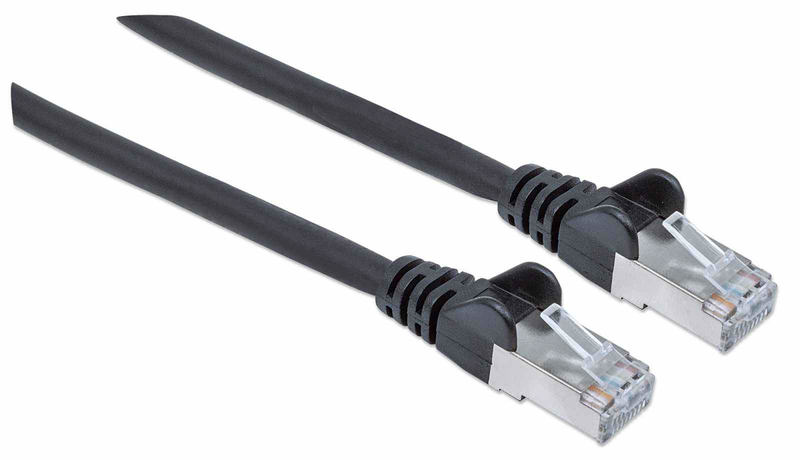 Intellinet network patch cable, cat7 cable/cat6a plugs, 10m, black, copper, s/ftp, lsoh / lszh, pvc, rj45, gold plated contacts, snagless, booted, polybag - patch cable - rj-45 (m) to rj-45 (m) - 10 m - sftp - cat 7 (cable) / cat 6a (connectors) - halogen-null