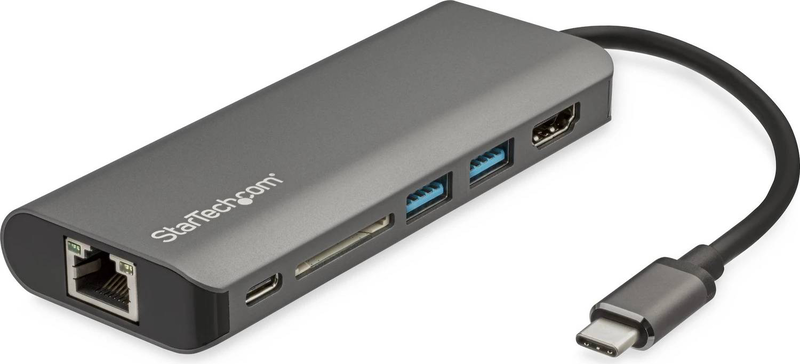 Startech dkt30csdhpd3 USB-c multiport adapter 4k HDMI sd card reader 3x USB gigabit ethernet 60w pd 3.0 grey-null