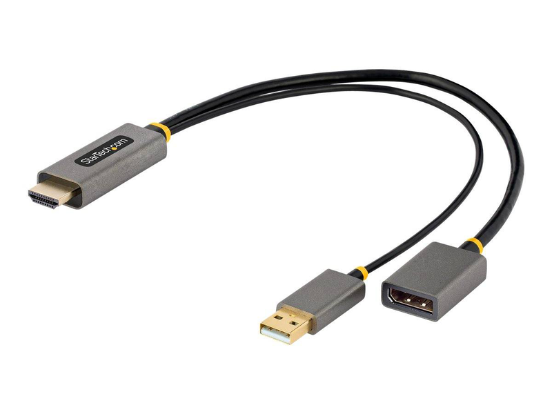 Startech.com 30cm HDMI to displayport adapter, active 4k 60hz HDMI source to dp monitor adapter cable, USB bus powered, HDMI 2.0 to displayport converter for laptops/pc / supports hdr and ultrawide displays, , medium-null