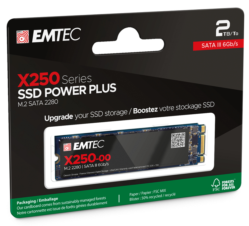 Emtec x250 ecSSD2tx250 2TB m.2 sata III SSD up to 520mb/s 3d nand for pc and laptop storage upgrades-null