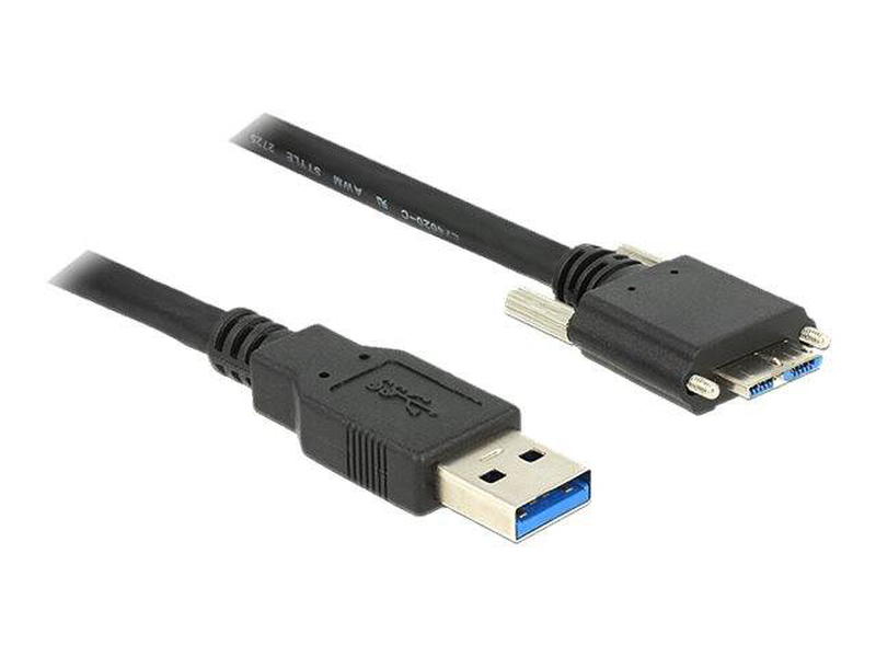 Delock / USB cable / micro-USB type b (m) to USB type a (m) / USB 3.0 / 3 m / thumbscrews / black-null
