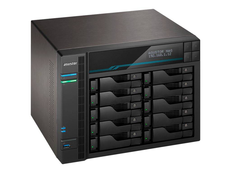 Asustor lockerstor 10 pro as7110t 10-bay nas intel xeon e-2224 8GB ddr4 ecc 10GBe dual m.2 diskless black-null