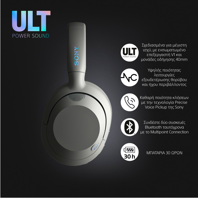 Sony ult wear circumaural wireless headphones bluetooth 30 operating hrs off white-null