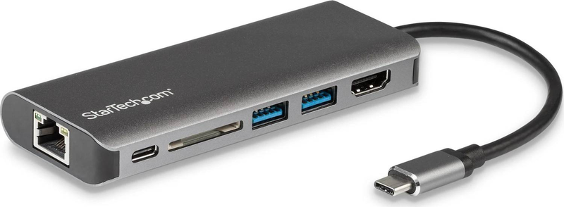 Startech dkt30csdhpd USB-c multiport adapter 4k HDMI sd card reader 2x USB 3.0 gigabit ethernet 100w pd grey-null