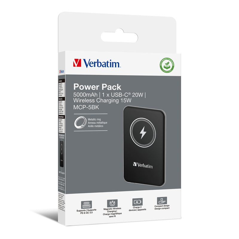 Verbatim charge 'n' go 32240 power bank 5000mAh 15w &mu;&epsilon; 1 USB-c &theta;ύ&rho;&alpha; quick charge 3.0, , medium-null