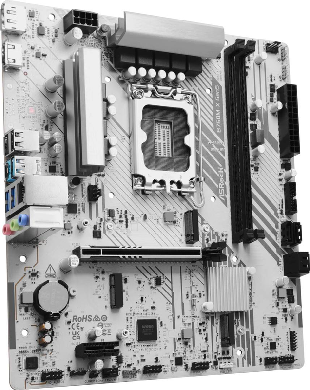 Asrock b760m-x Gen5 motherboard | intel b760 | lga1700 | micro atx | ddr5 7200+ oc | pcie 5.0 x16 | 2&times; m.2 | HDMI + dp | dragon 2.5G lan, , medium-null
