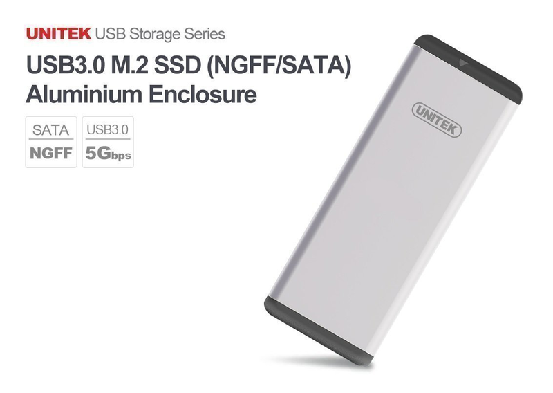 Unitek y-3365 USB3.0 m.2 SSD (ngff/sata) aluminium enclosure, , medium-null