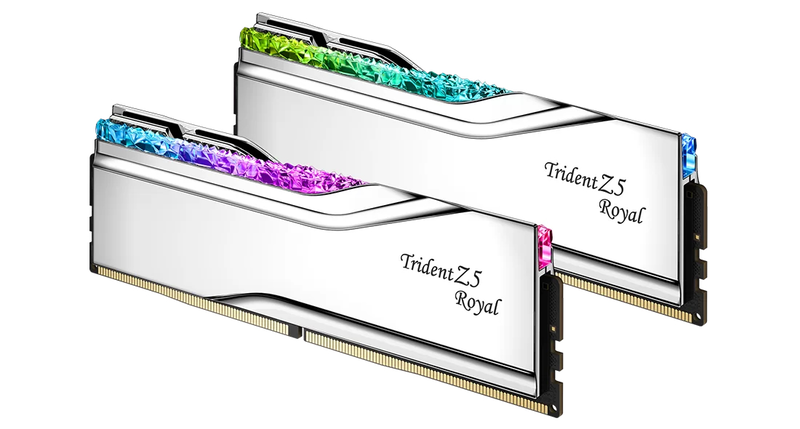 G.skill trident z5 royal 32GB (2&times;16GB) ddr5-6400 cl32 intel xmp desktop memory kit &ndash; 1.40v, silver-null