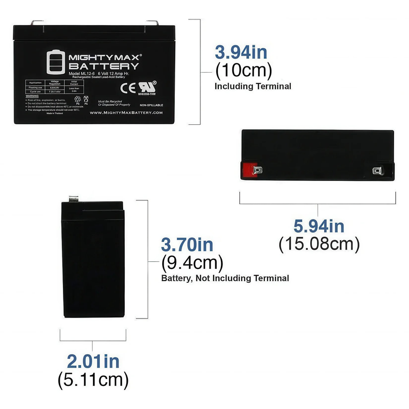 Mighty max 6v 12ah premium sealed lead acid battery, , medium-null