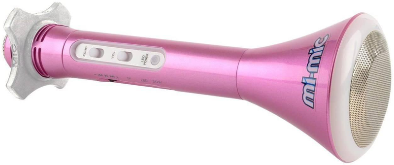 Mi-mic karaoke microphone speaker with wireless bluetooth and led lights, pink, , medium-null