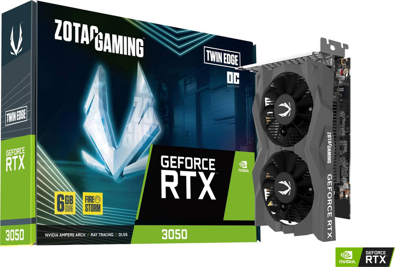 Zotac gaming geforce RTX 3050 6GB gddr6 twin edge oc graphics card HDMI 3x displayport 70w zt-a30510h-10l-null