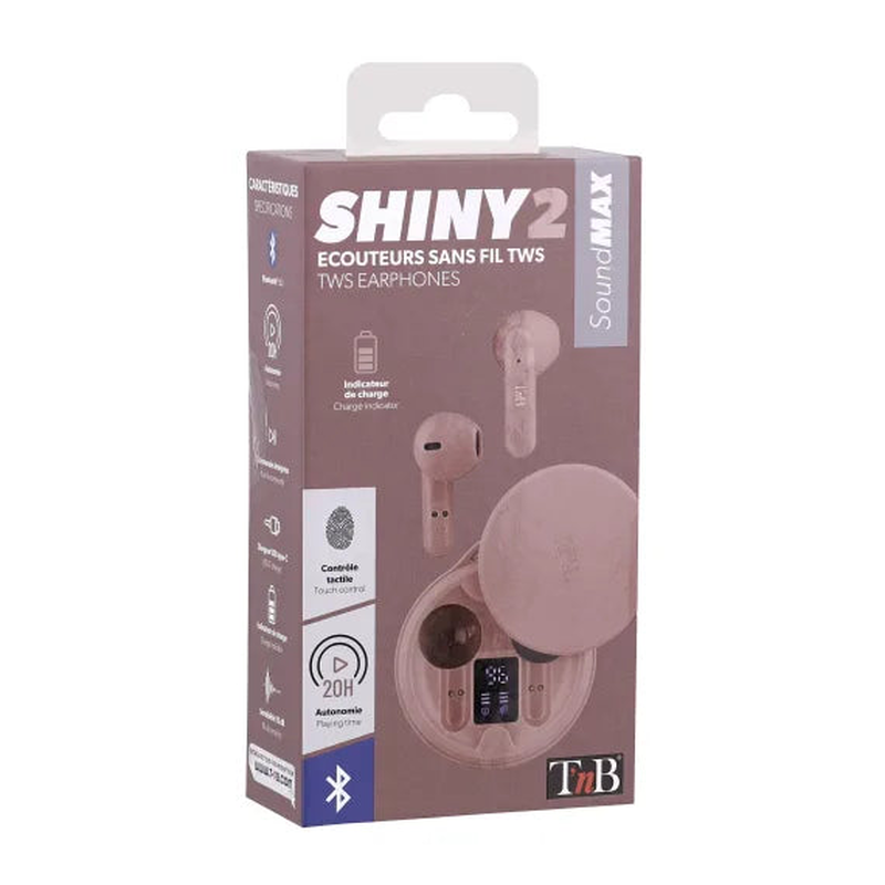 Tnb shiny 2 wireless headphones bluetooth with 20 operating hrs pink, , medium-null