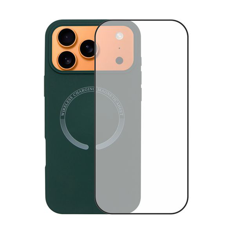 Product image: iPhone 17 pro max MagSafe silicone case & full face glass green-null