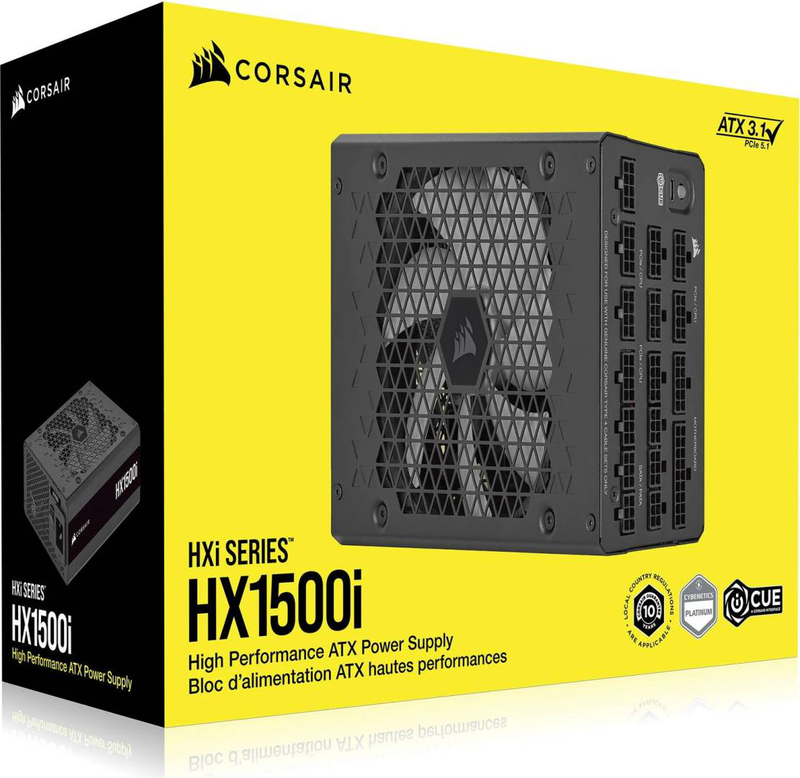 Corsair hxi hx1500i 1500w atx 3.1 digital psu 80 plus platinum fully modular dual 12v-2x6 icue 140mm black-null