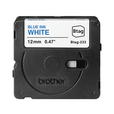 Brother btag 12 mm label tape | blue on white | 4 m btag233, , medium