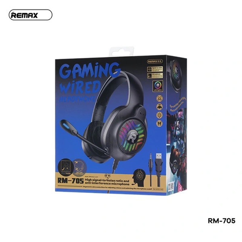 Remax wired headphones earphones gaming headphone headset with mic, , medium-null