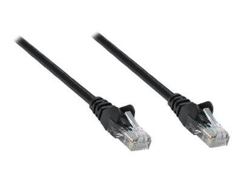 Intellinet network patch cable, cat6a, 0.25m, black, copper, s/ftp, lsoh / lszh, pvc, rj45, gold plated contacts, snagless, booted, polybag - patch cable (dte) - rj-45 (m) to rj-45 (m) - 25 cm - sftp, pimf - cat 6a - ieee 802.3af - halogen-free, molded, s-null